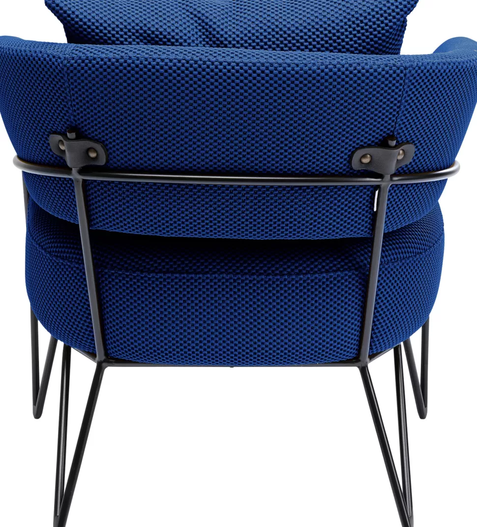 Fotele-KARE Design Fotel Nowoczesny Do Salonu Niebieski Nogi Stalowe Czarne 78x71 Cm