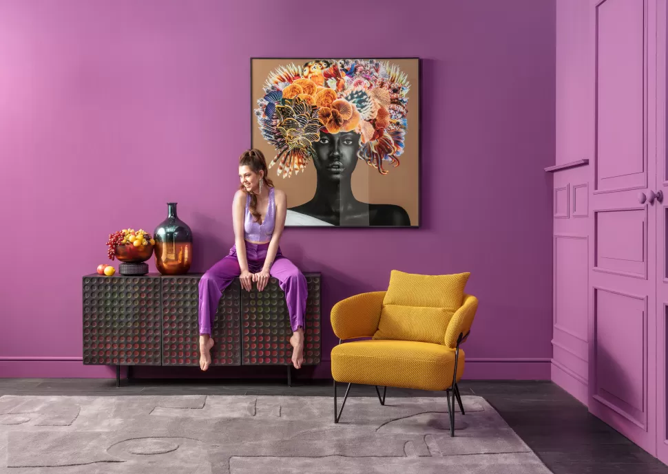 Fotele-KARE Design Fotel Nowoczesny Do Salonu żółty Nogi Stalowe Czarne 78x71 Cm