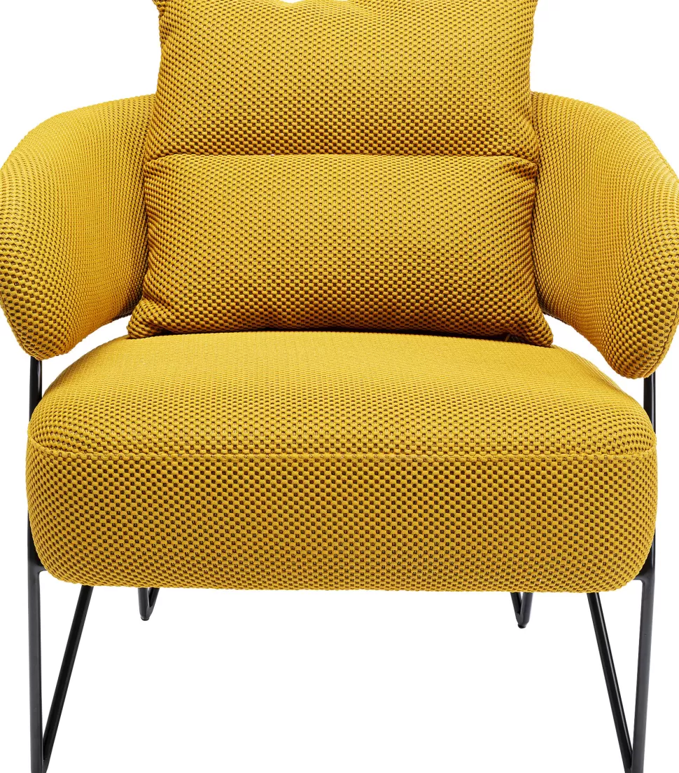 Fotele-KARE Design Fotel Nowoczesny Do Salonu żółty Nogi Stalowe Czarne 78x71 Cm