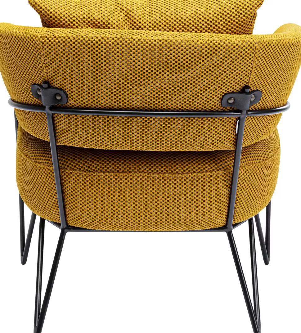 Fotele-KARE Design Fotel Nowoczesny Do Salonu żółty Nogi Stalowe Czarne 78x71 Cm