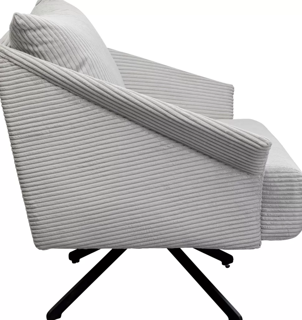 Fotele-KARE Design Fotel Obrotowy Beżowy Z Czarnymi Stalowymi Nogami 84x71 Cm