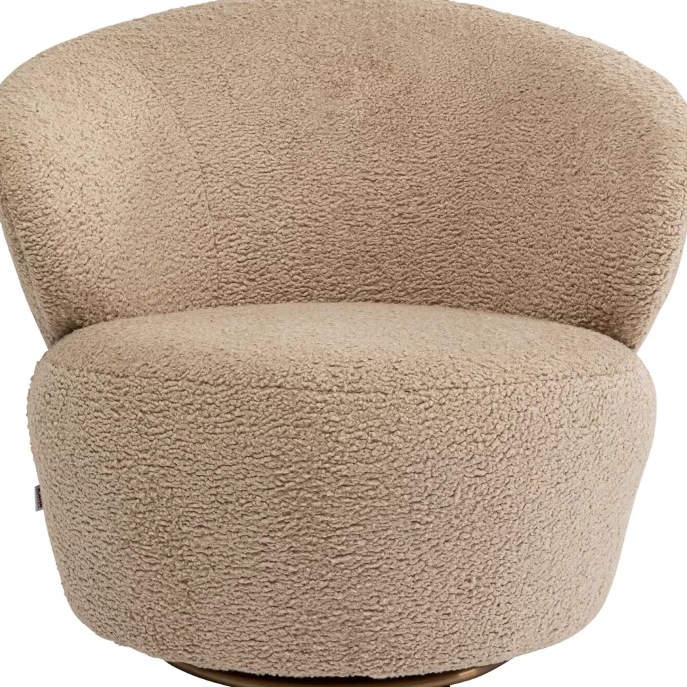 Fotele-KARE Design Fotel Obrotowy Carella 82x75 Cm Beżowy