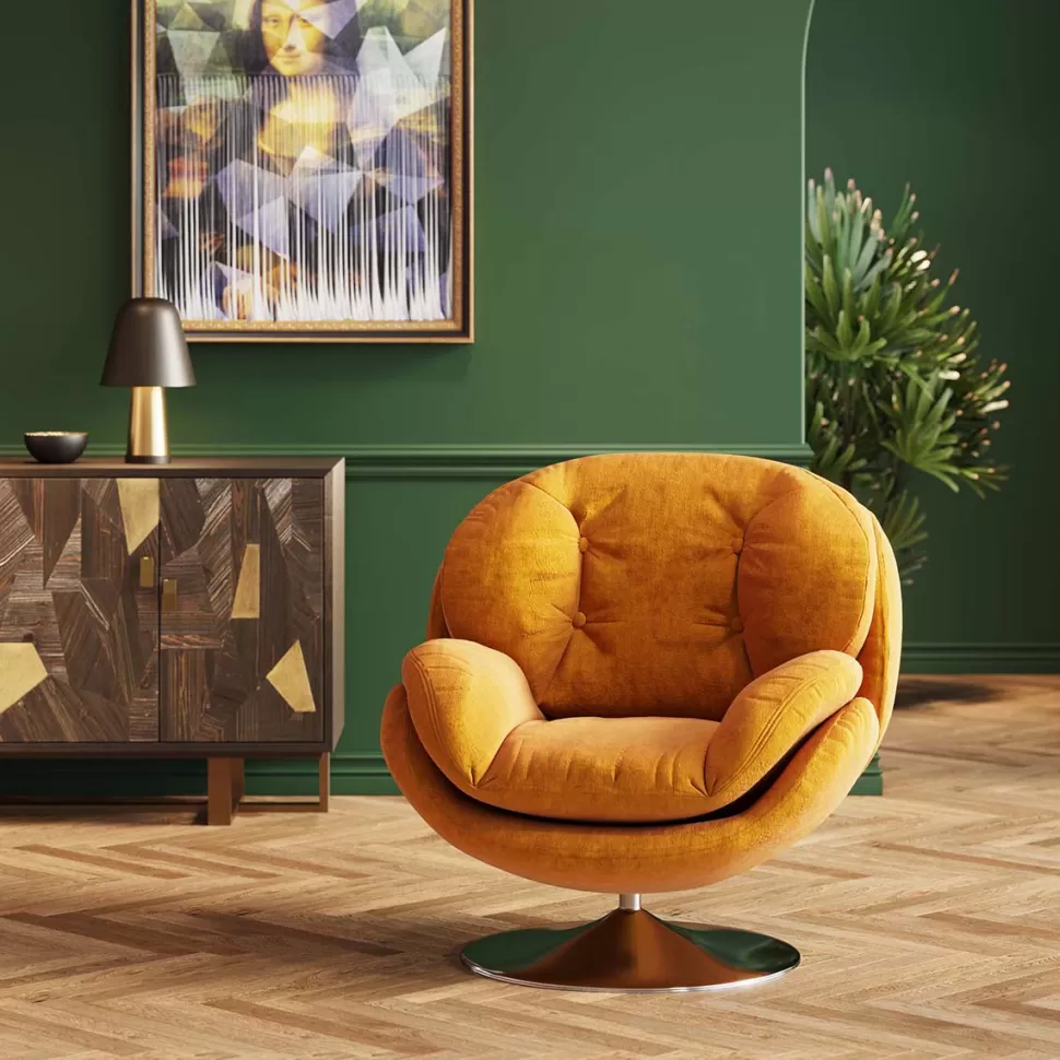 Fotele-KARE Design Fotel Obrotowy Cosy 81x84 Cm Bursztynowy