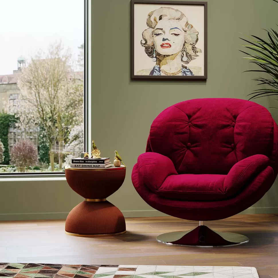 Fotele-KARE Design Fotel Obrotowy Cosy 81x84 Cm Jagodowy