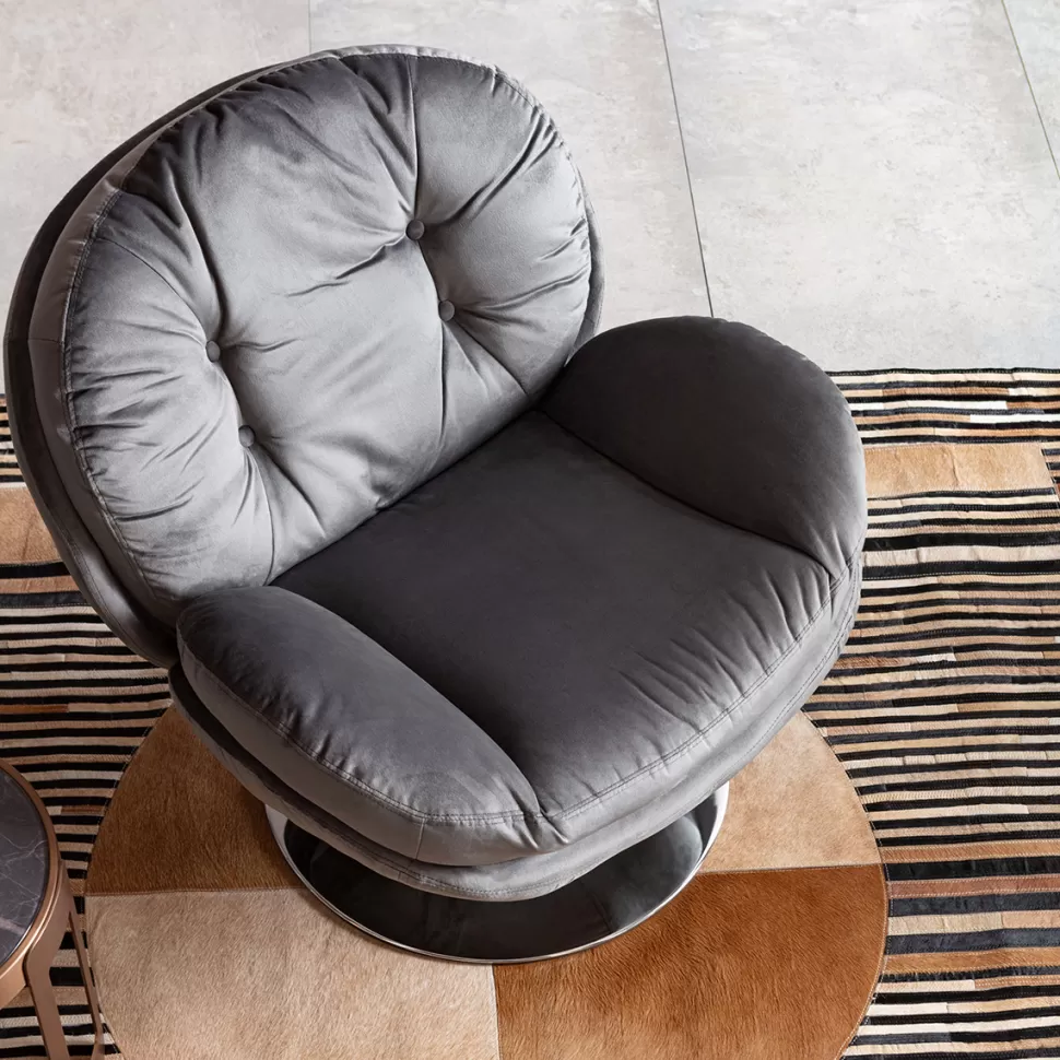 Fotele-KARE Design Fotel Obrotowy Cosy 81x84 Cm Szary