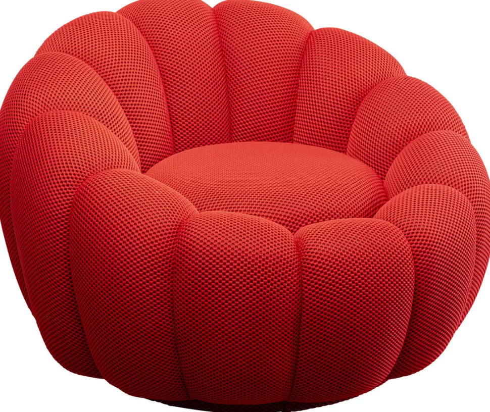 Fotele-KARE Design Fotel Obrotowy Do Salonu Nowoczesny Czerwony 94x66 Cm