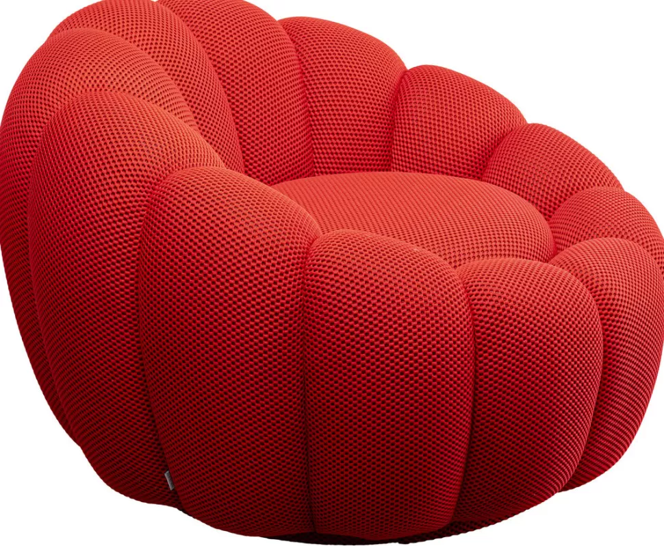 Fotele-KARE Design Fotel Obrotowy Do Salonu Nowoczesny Czerwony 94x66 Cm