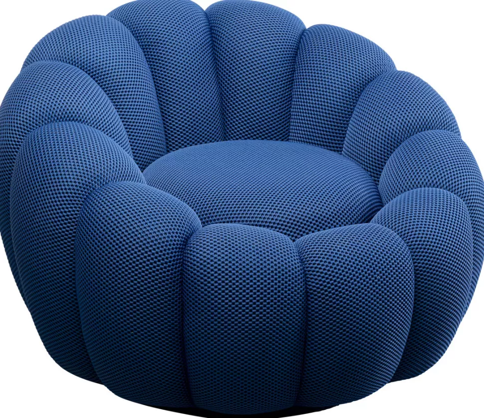 Fotele-KARE Design Fotel Obrotowy Do Salonu Nowoczesny Niebieski 94x66 Cm