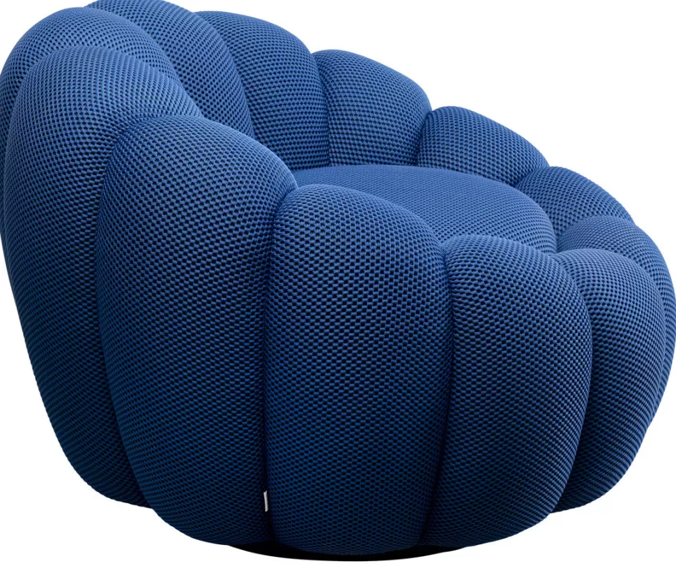 Fotele-KARE Design Fotel Obrotowy Do Salonu Nowoczesny Niebieski 94x66 Cm