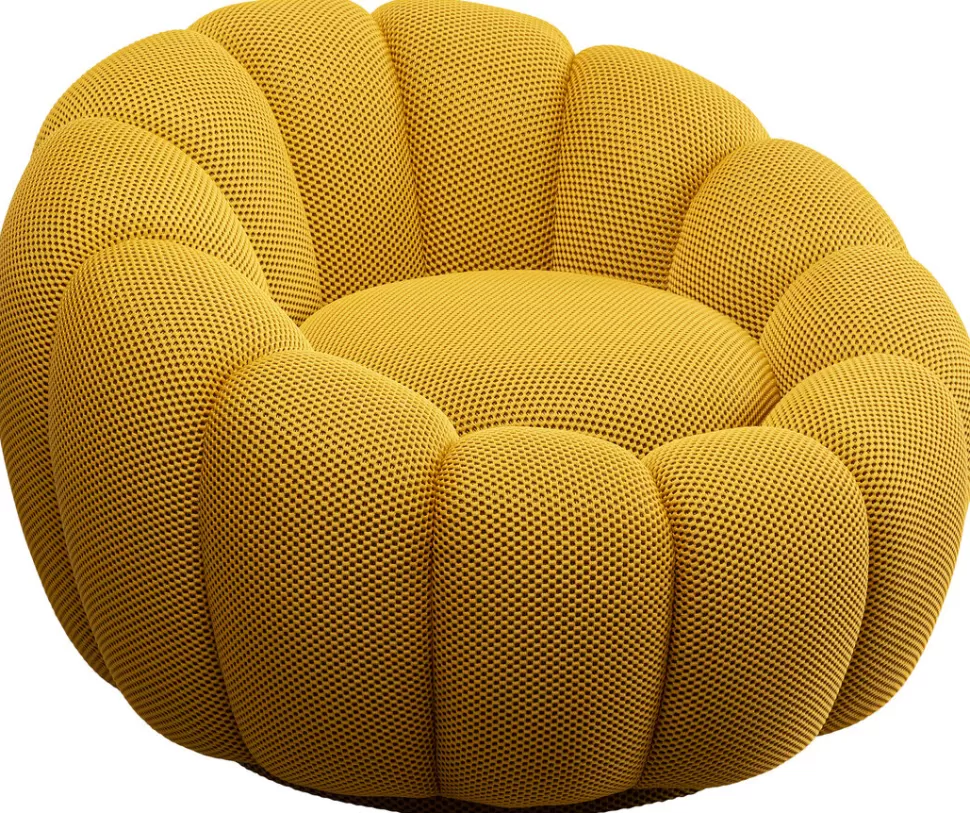 Fotele-KARE Design Fotel Obrotowy Do Salonu Nowoczesny żółty 94x66 Cm