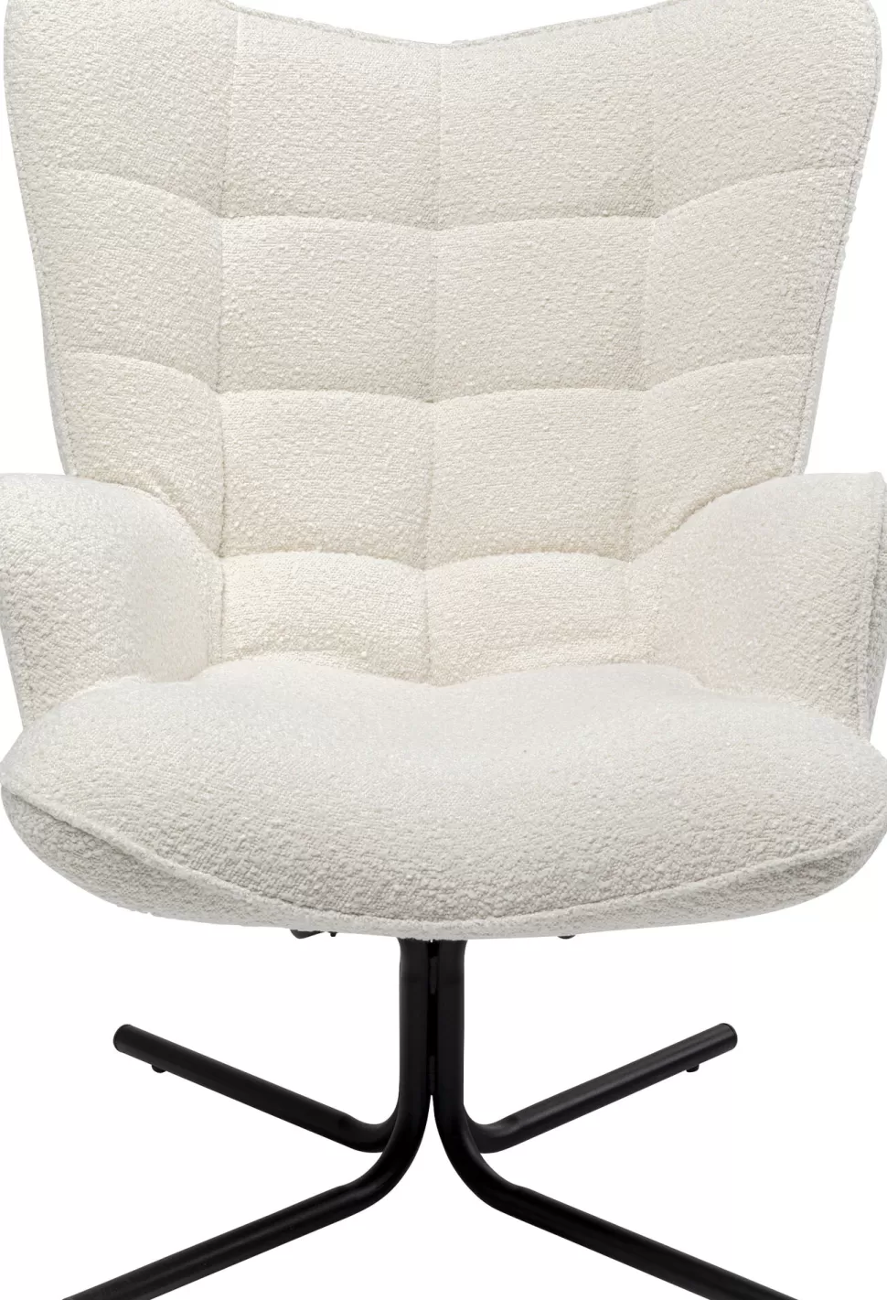 Fotele-KARE Design Fotel Obrotowy Do Salonu Tkanina Boucle Kremowa Nogi Czarne