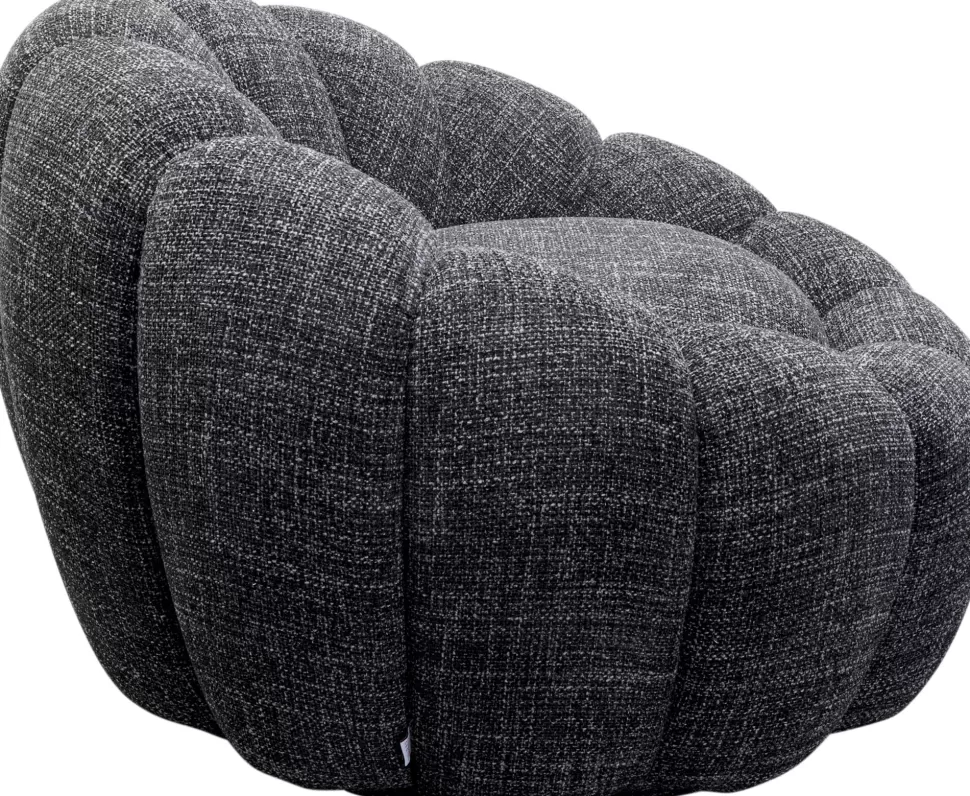 Fotele-KARE Design Fotel Obrotowy Do Salonu Tkanina Melanżowa Czarna 94x66 Cm