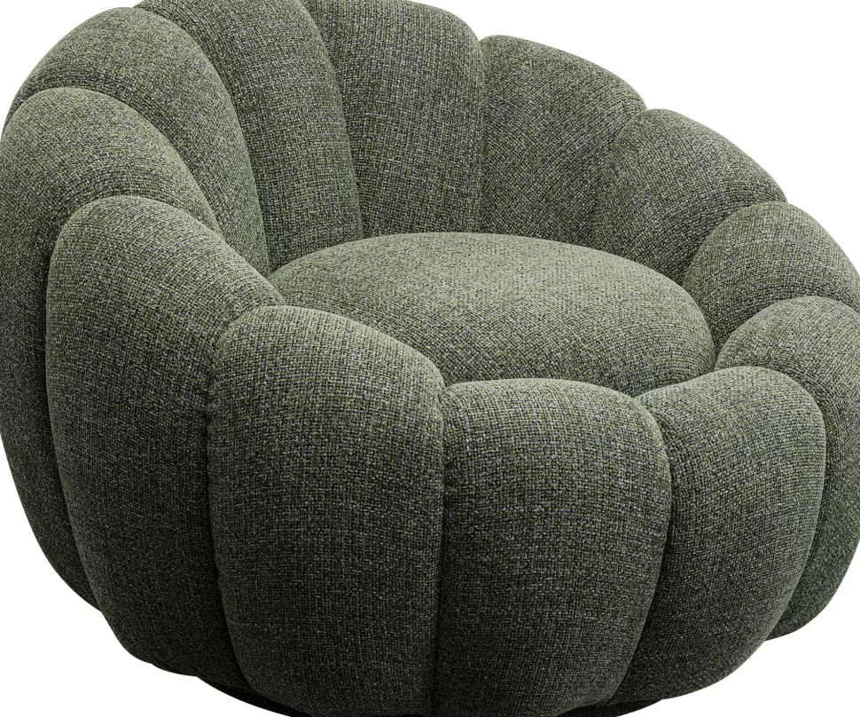 Fotele-KARE Design Fotel Obrotowy Do Salonu Tkanina Melanżowa Zielona 94x66 Cm
