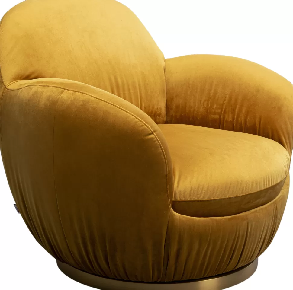 Fotele-KARE Design Fotel Obrotowy Do Salonu W Kolorze żółtym 88x90 Cm