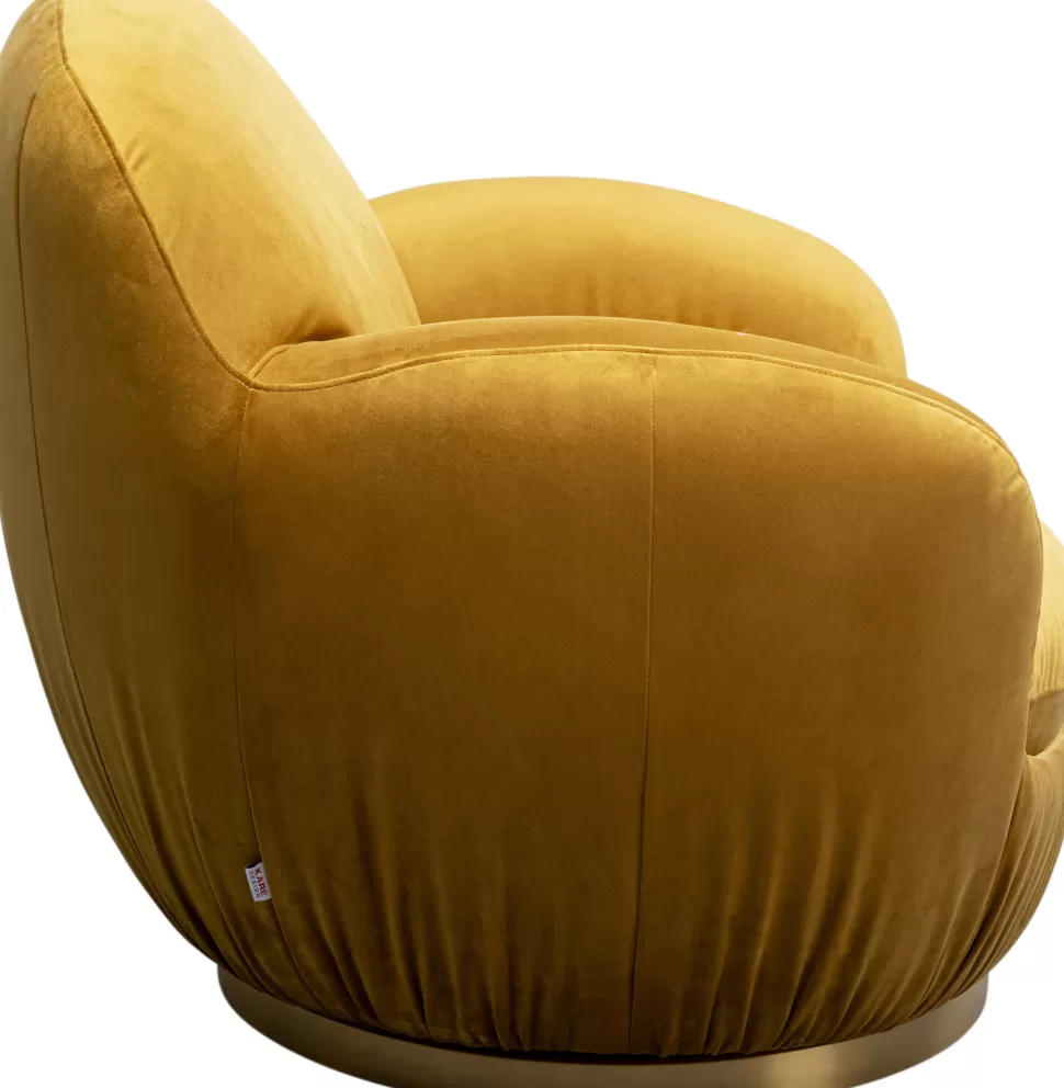 Fotele-KARE Design Fotel Obrotowy Do Salonu W Kolorze żółtym 88x90 Cm