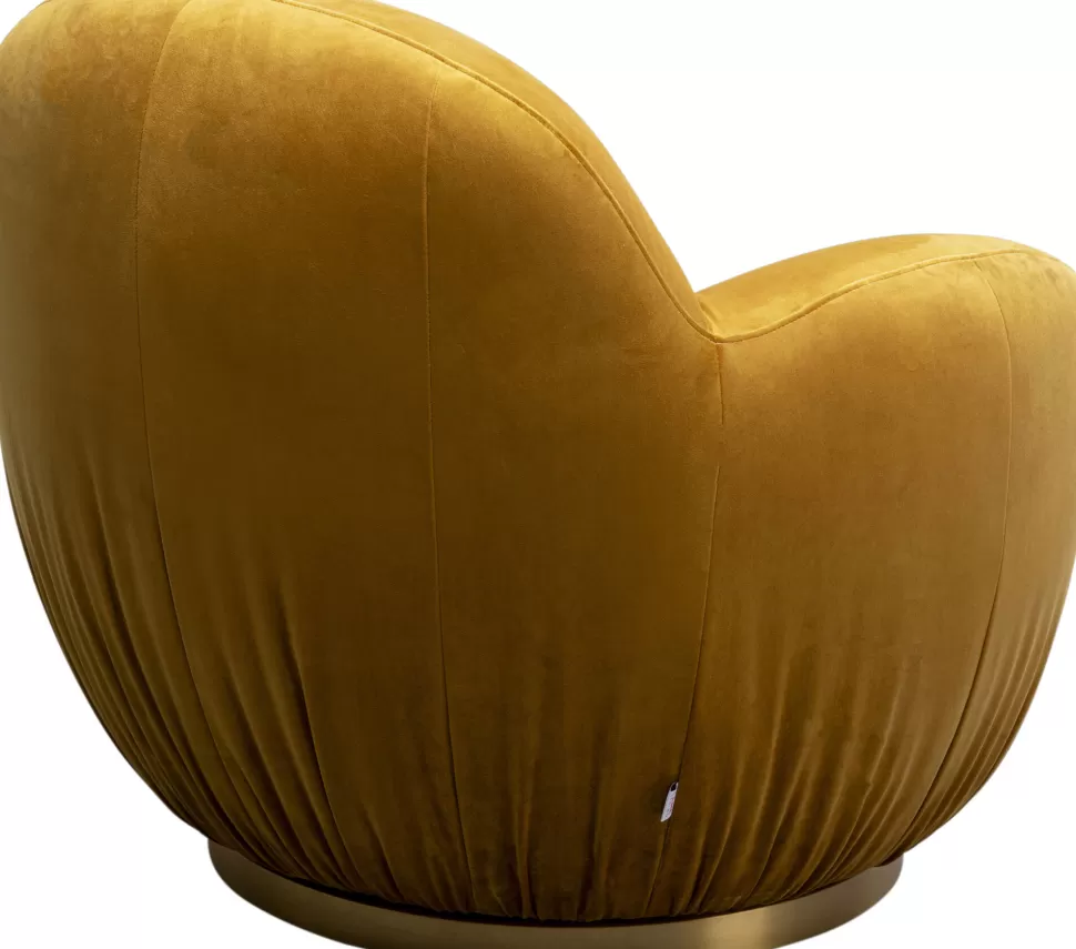 Fotele-KARE Design Fotel Obrotowy Do Salonu W Kolorze żółtym 88x90 Cm