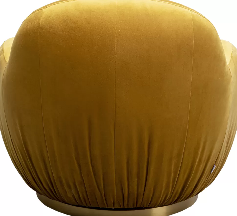 Fotele-KARE Design Fotel Obrotowy Do Salonu W Kolorze żółtym 88x90 Cm