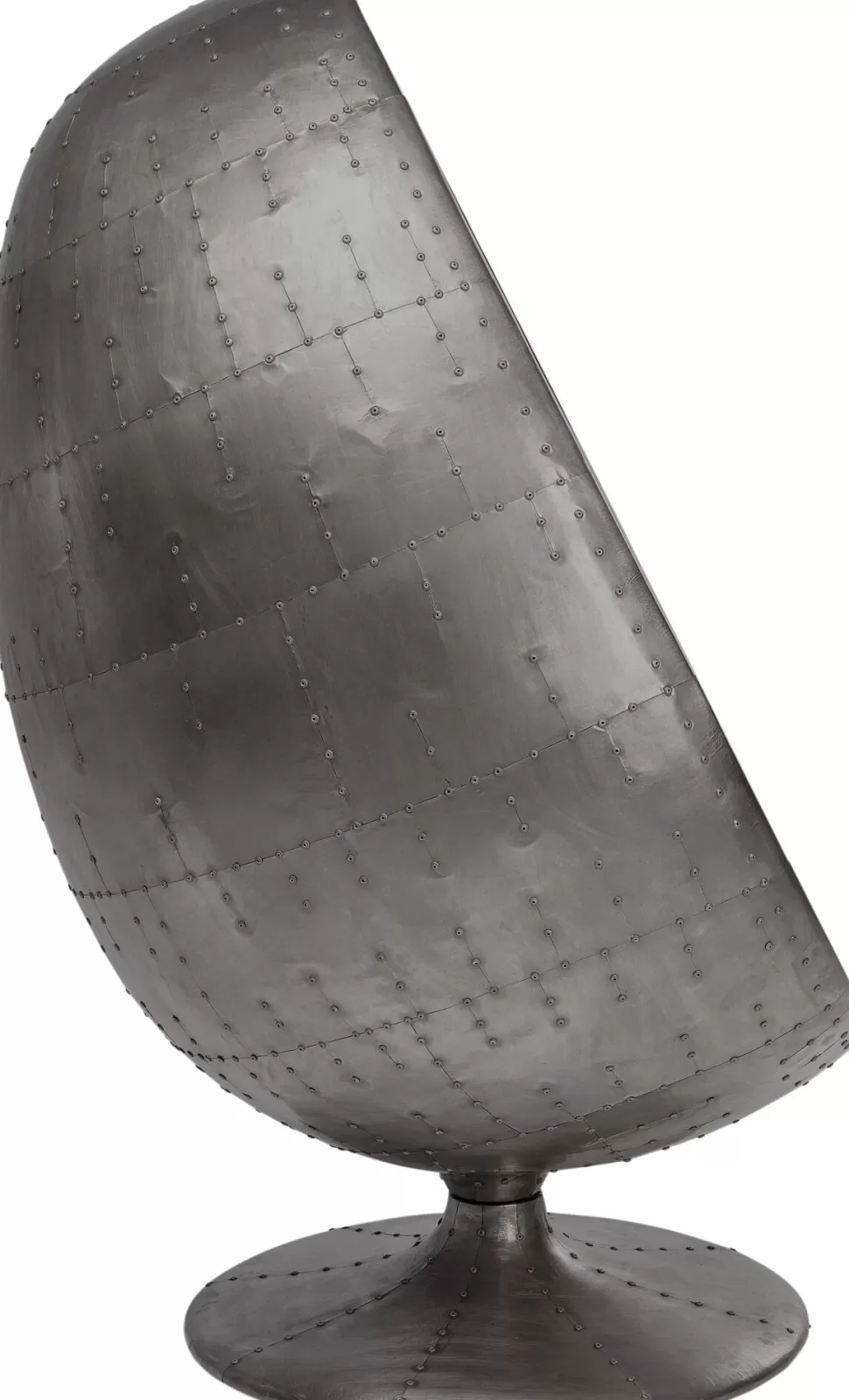 Fotele-KARE Design Fotel Obrotowy Jajo Aluminium Kolor Gunmetal I Czarna Tapicerka 96x136 Cm
