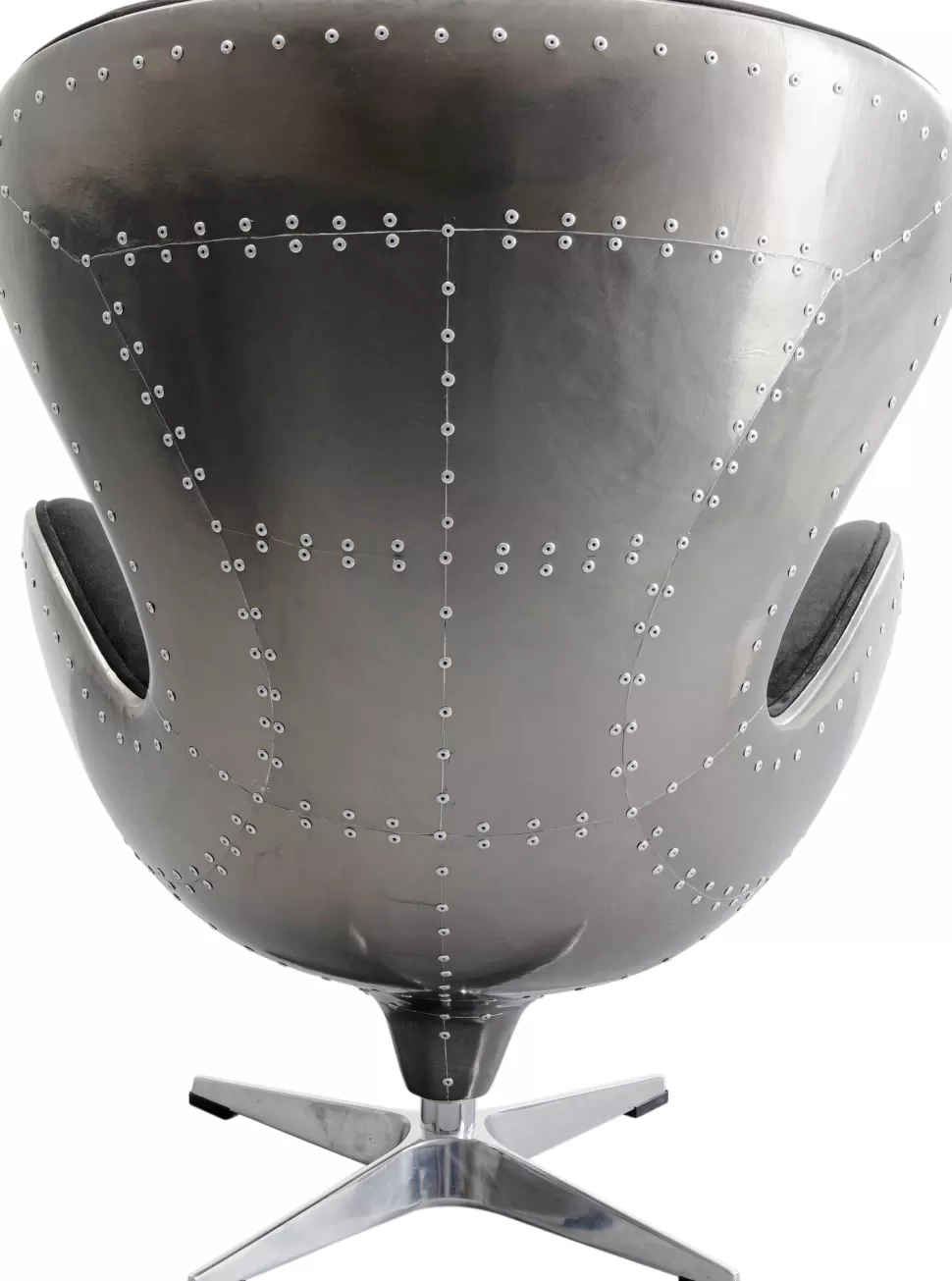 Fotele-KARE Design Fotel Obrotowy Loft Aluminium Kolor Gunmetal I Czarna Tapicerka 82x106 Cm