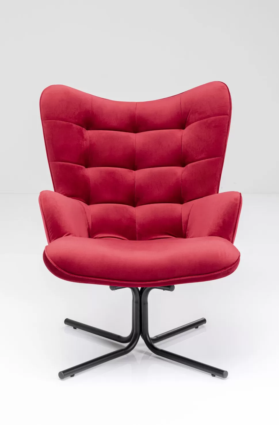 Fotele-KARE Design Fotel Obrotowy Oscar Velvet 82x95 Cm Czerwony