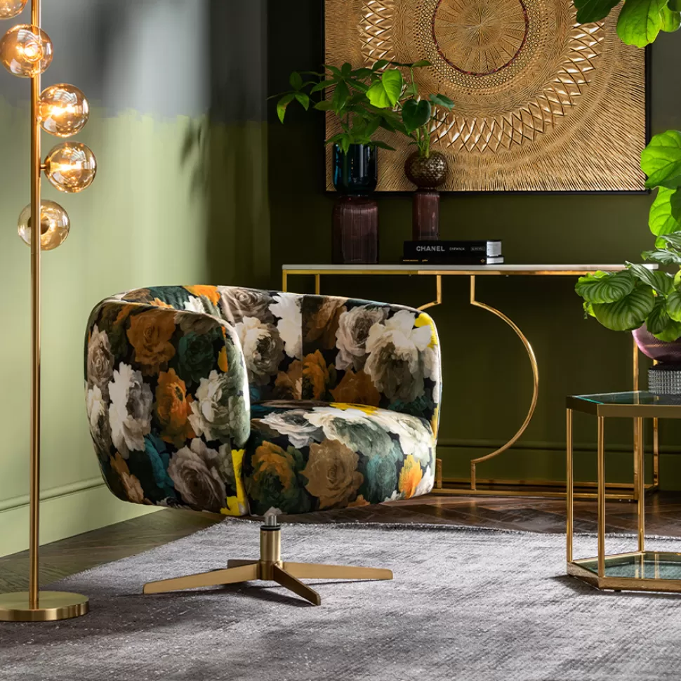 Fotele-KARE Design Fotel Obrotowy Peony Yellow 81x70 Cm