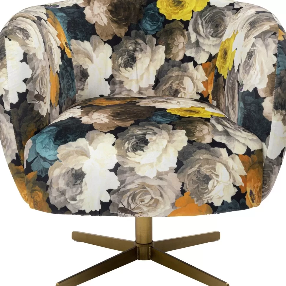 Fotele-KARE Design Fotel Obrotowy Peony Yellow 81x70 Cm