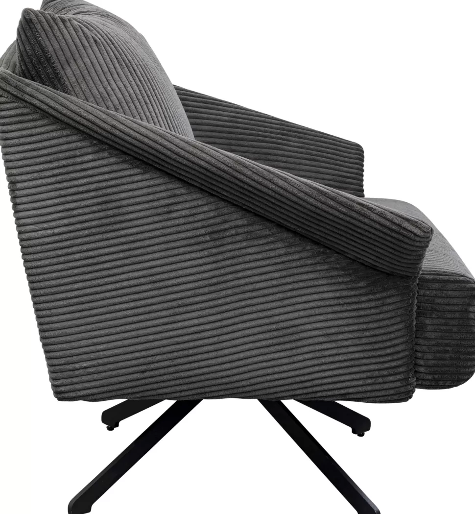 Fotele-KARE Design Fotel Obrotowy Szary Z Czarnymi Stalowymi Nogami 84x71 Cm