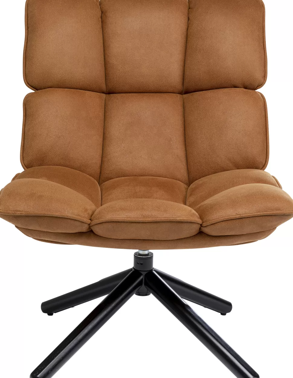 Fotele-KARE Design Fotel Obrotowy Tapicerka Brązowa Nogi Czarne Stalowe 68x94 Cm
