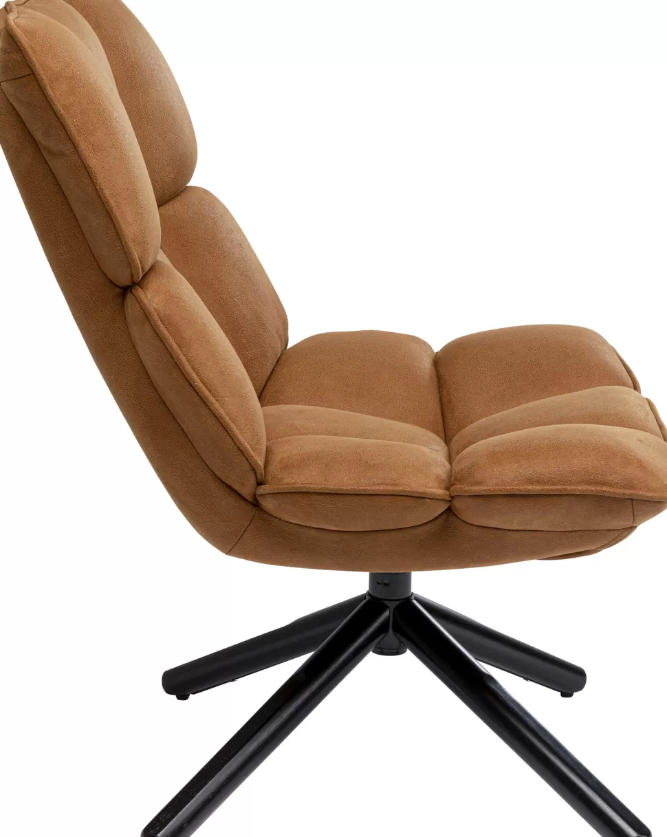 Fotele-KARE Design Fotel Obrotowy Tapicerka Brązowa Nogi Czarne Stalowe 68x94 Cm