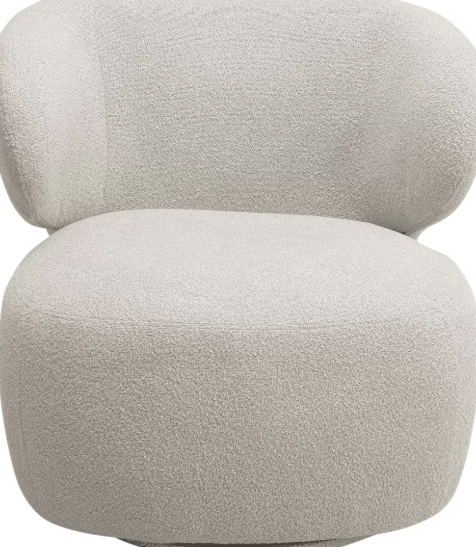 Fotele-KARE Design Fotel Obrotowy Uszak W Kolorze Kremowym 80x77 Cm