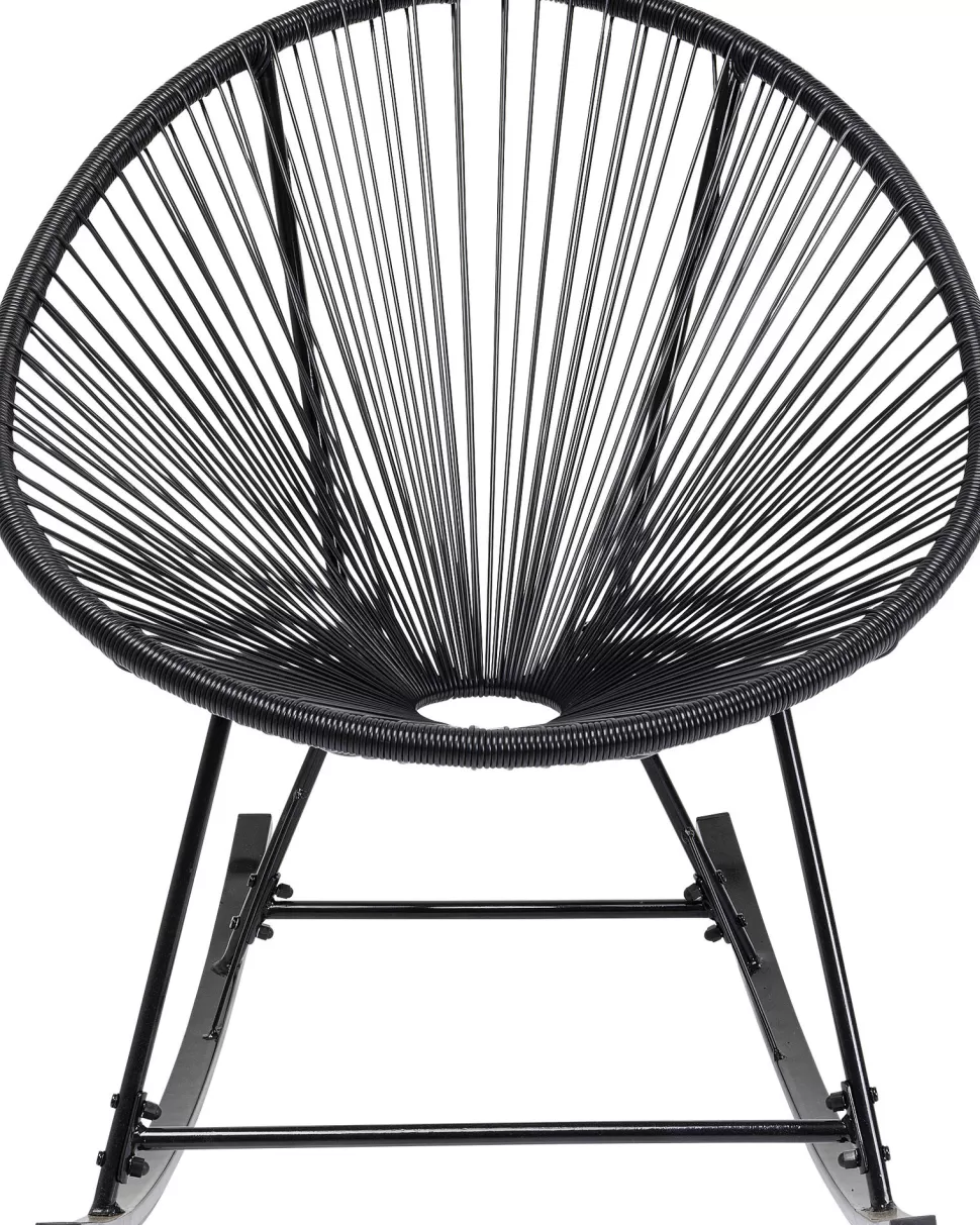 Fotele-KARE Design Fotel Ogrodowy Bujany Czarny Nogi Stalowe 73x85 Cm