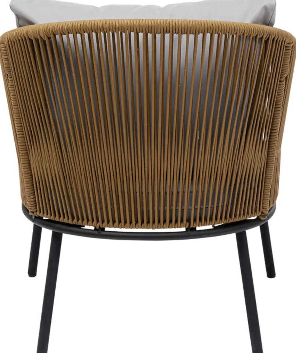 Fotele-KARE Design Fotel Ogrodowy W Kolorze Naturalnym Siedzisko Szare 84x81 Cm Nogi Czarne