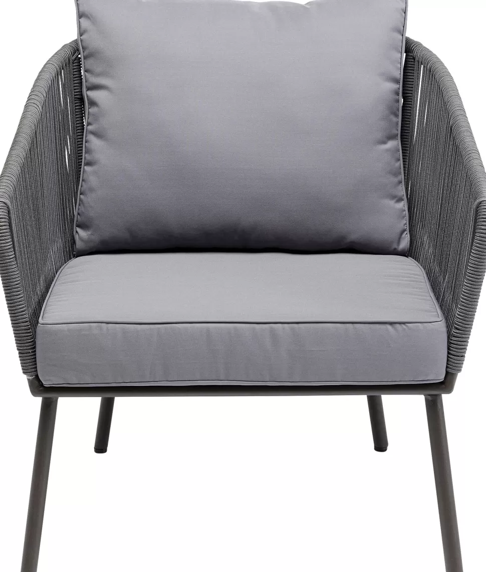Fotele-KARE Design Fotel Ogrodowy W Kolorze Szarym 84x81 Cm Nogi Stalowe