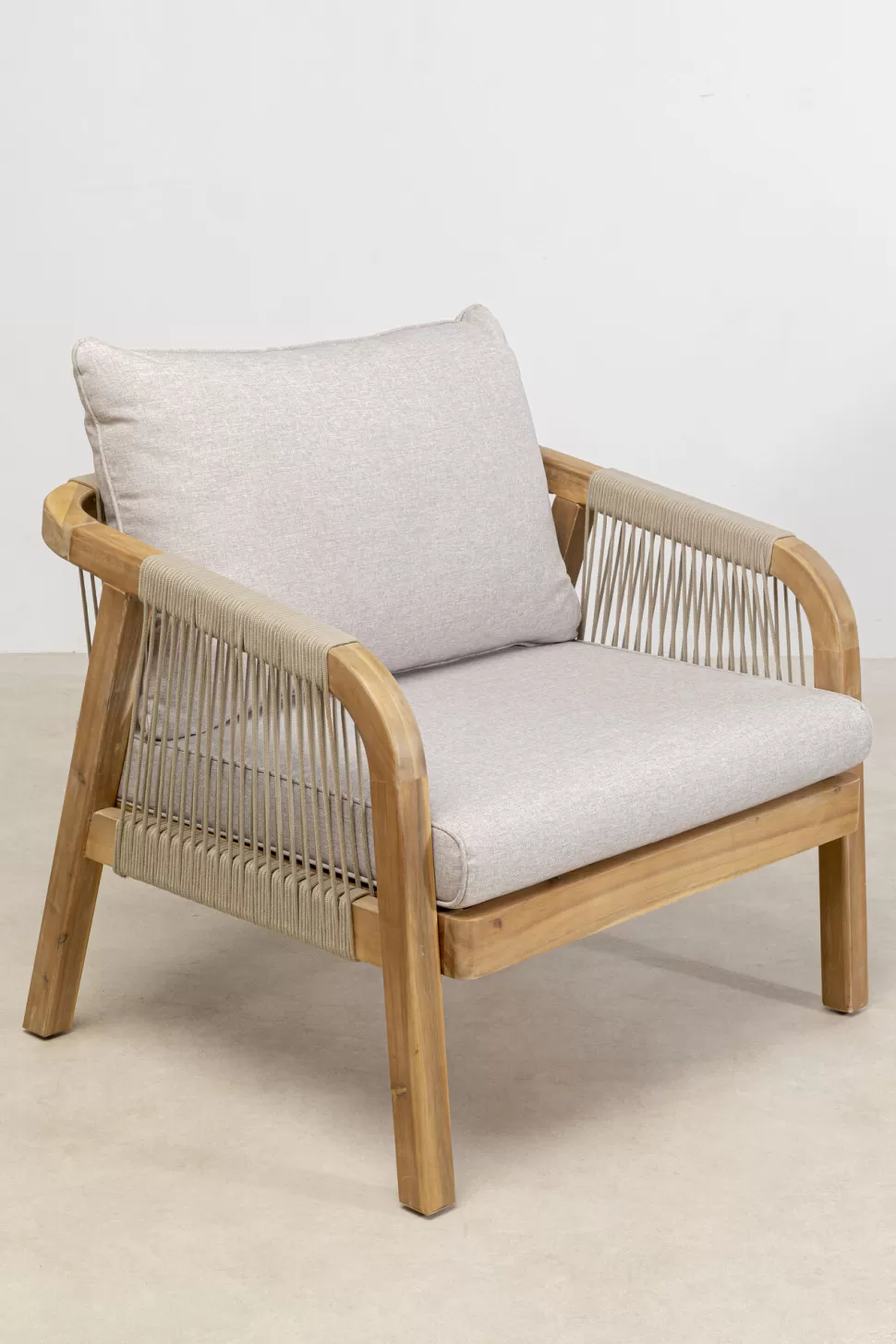 Fotele-KARE Design Fotel Ogrodowy Z Drewna Akacjowego Poduszki Szare 79x67 Cm