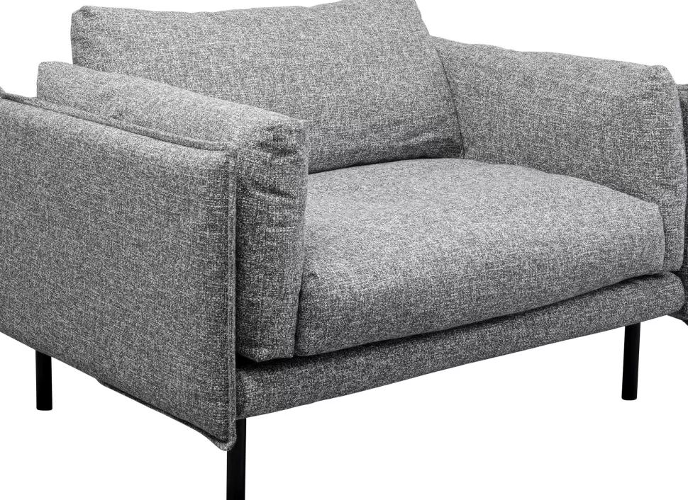 Fotele-KARE Design Fotel Szeroki W Kolorze Szarym Nogi Stalowe Czarne 126x88 Cm