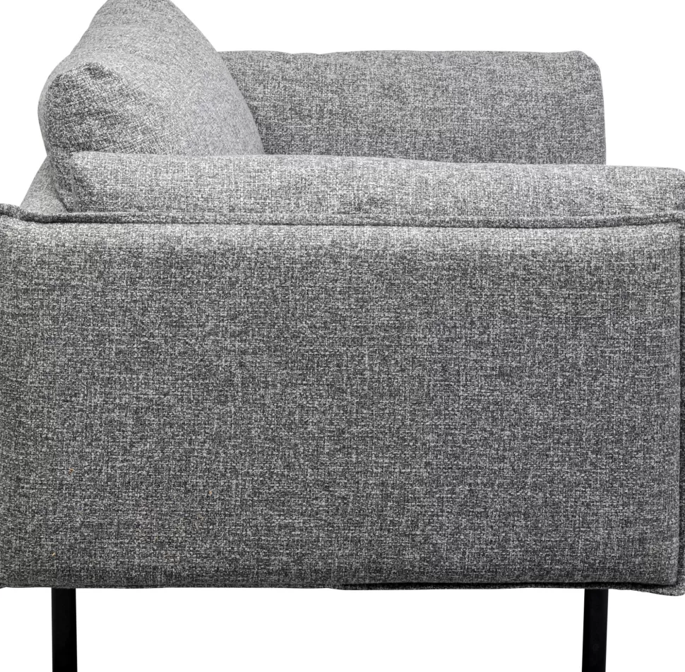 Fotele-KARE Design Fotel Szeroki W Kolorze Szarym Nogi Stalowe Czarne 126x88 Cm