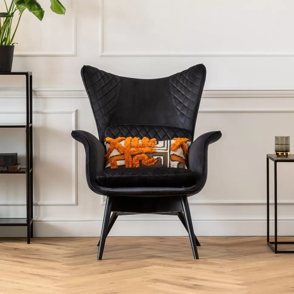 Fotele-KARE Design Fotel Tudor Velvet 78x100 Cm Czarny