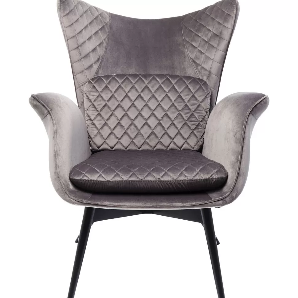 Fotele-KARE Design Fotel Tudor Velvet 78x100 Cm Srebrnoszary