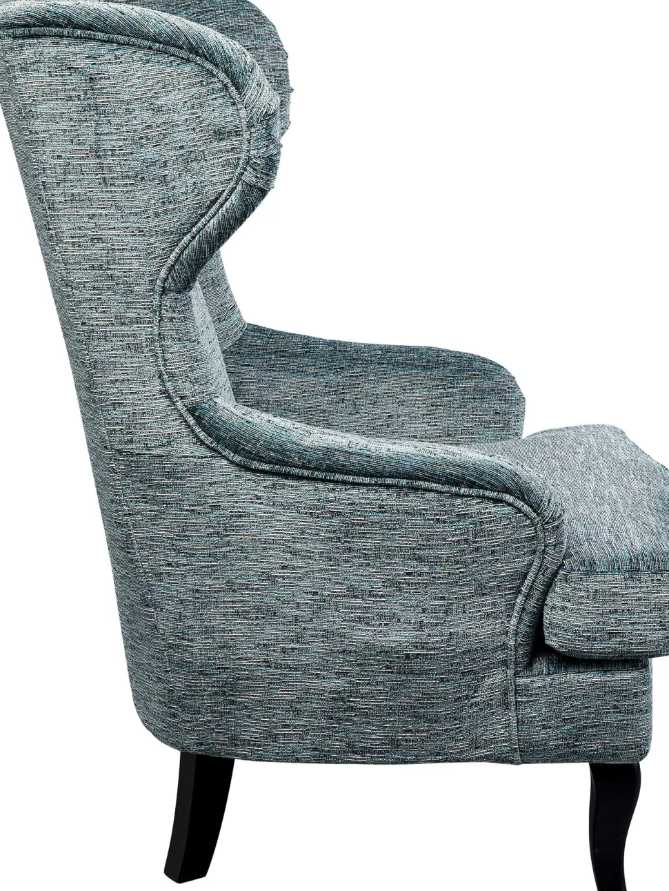 Fotele-KARE Design Fotel Uszak Wysoki Niebieski Nogi Czarne Drewniane 83x112 Cm