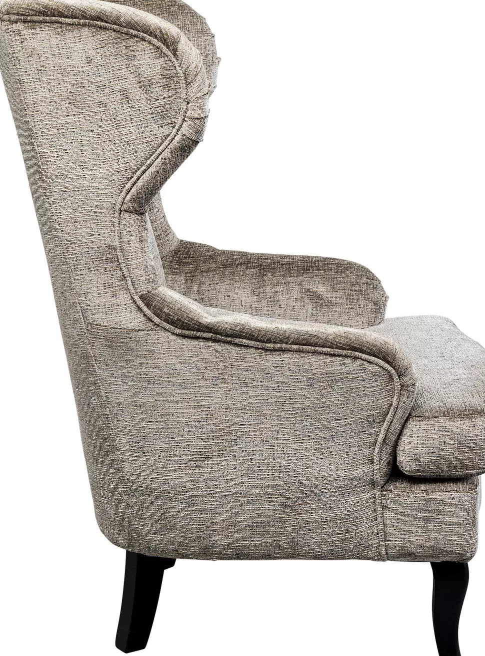 Fotele-KARE Design Fotel Uszak Wysoki Szary Nogi Czarne Drewniane 83x112 Cm