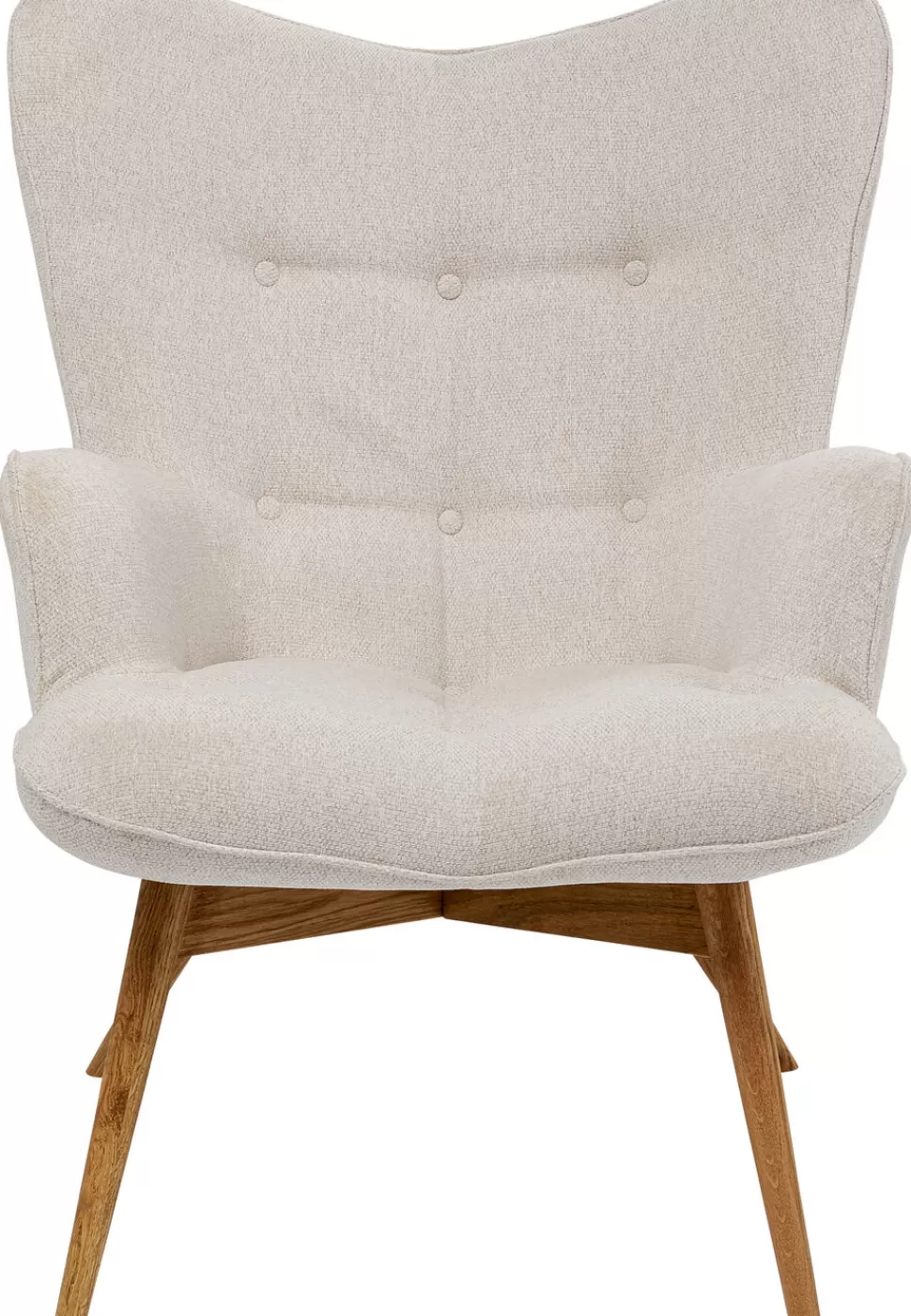 Fotele-KARE Design Fotel Vicky 73x94 Cm Kremowy - Nogi Dębowe