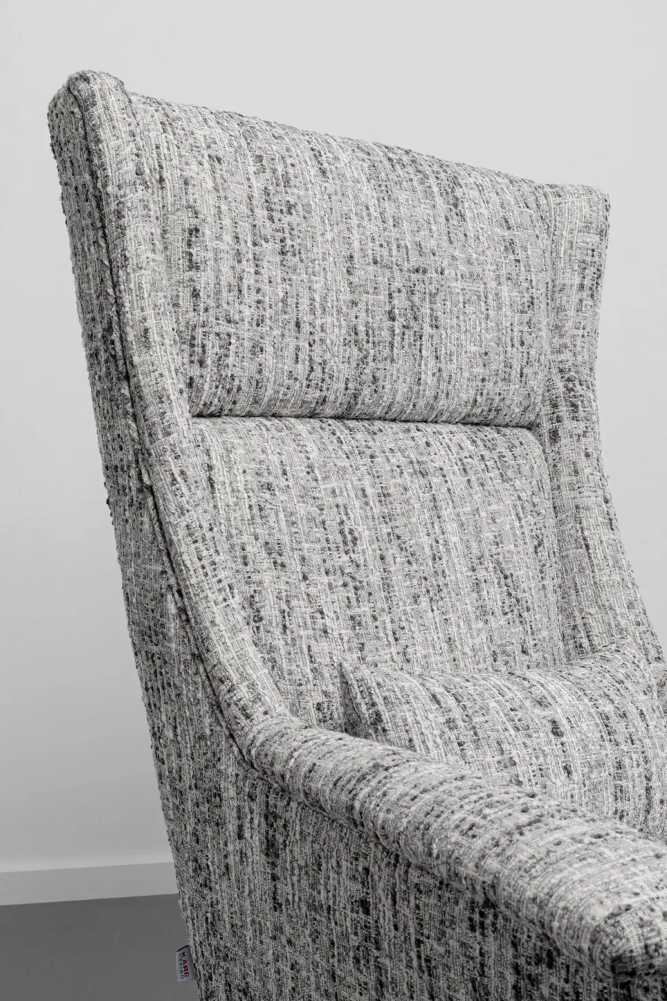 Fotele-KARE Design Fotel Wysoki Tkanina Melanżowa Szara Nogi Czarne Ze Stali 115 Cm