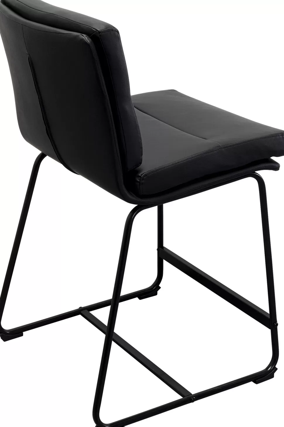 Hokery-KARE Design Hoker Niski W Kolorze Czarnym Ekoskóra I Stal 60 Cm