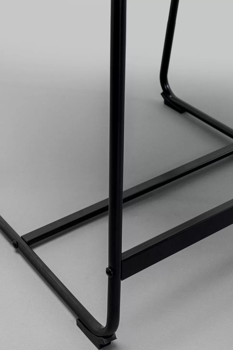 Hokery-KARE Design Hoker Niski W Kolorze Czarnym Ekoskóra I Stal 60 Cm