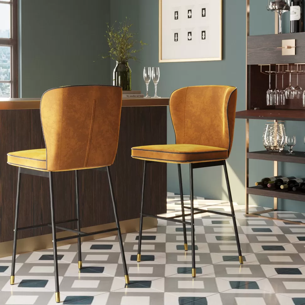 Hokery-KARE Design Hoker Stavanger 52x106 Cm Musztardowy