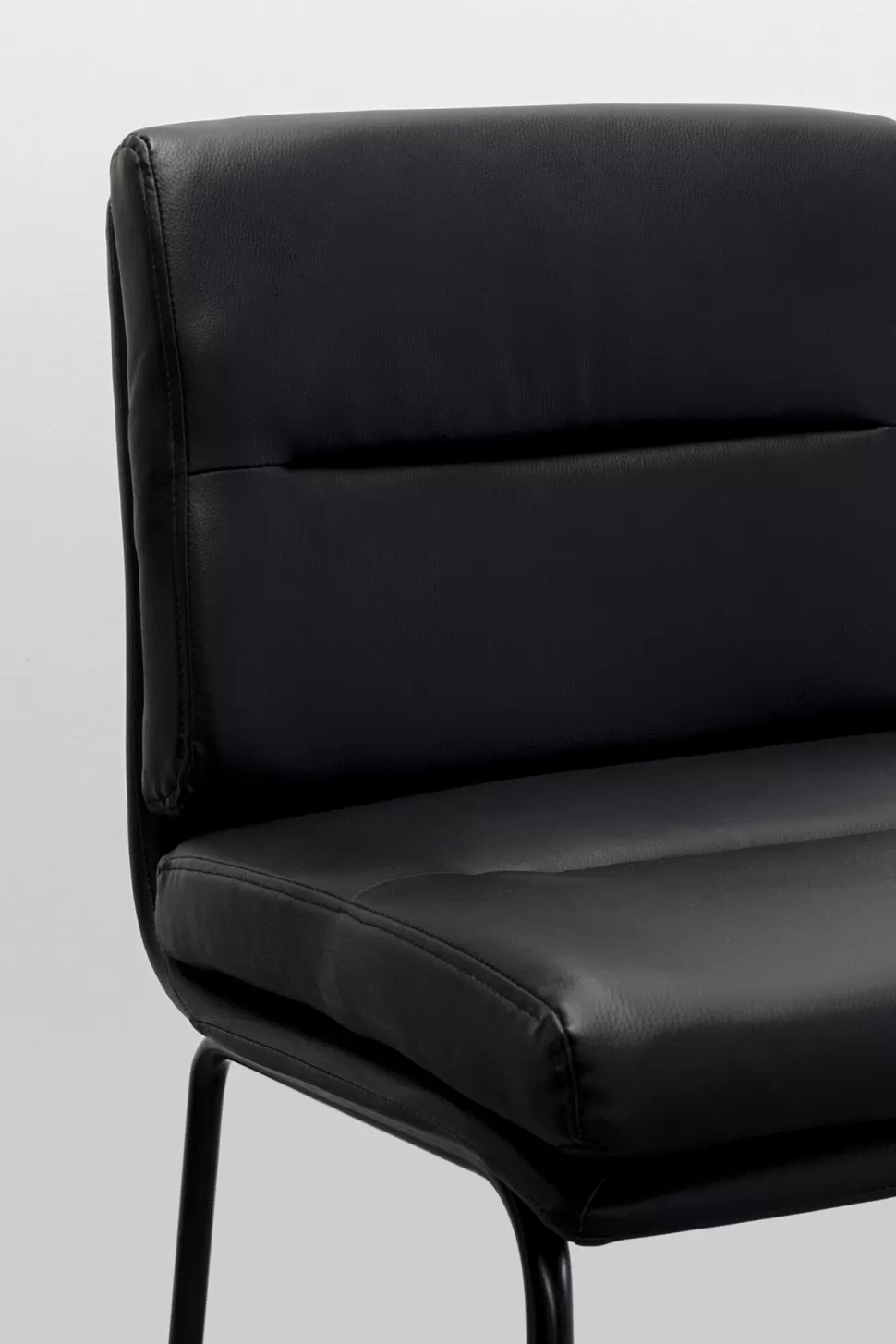 Hokery-KARE Design Hoker W Kolorze Czarnym Ekoskóra I Stal 75 Cm