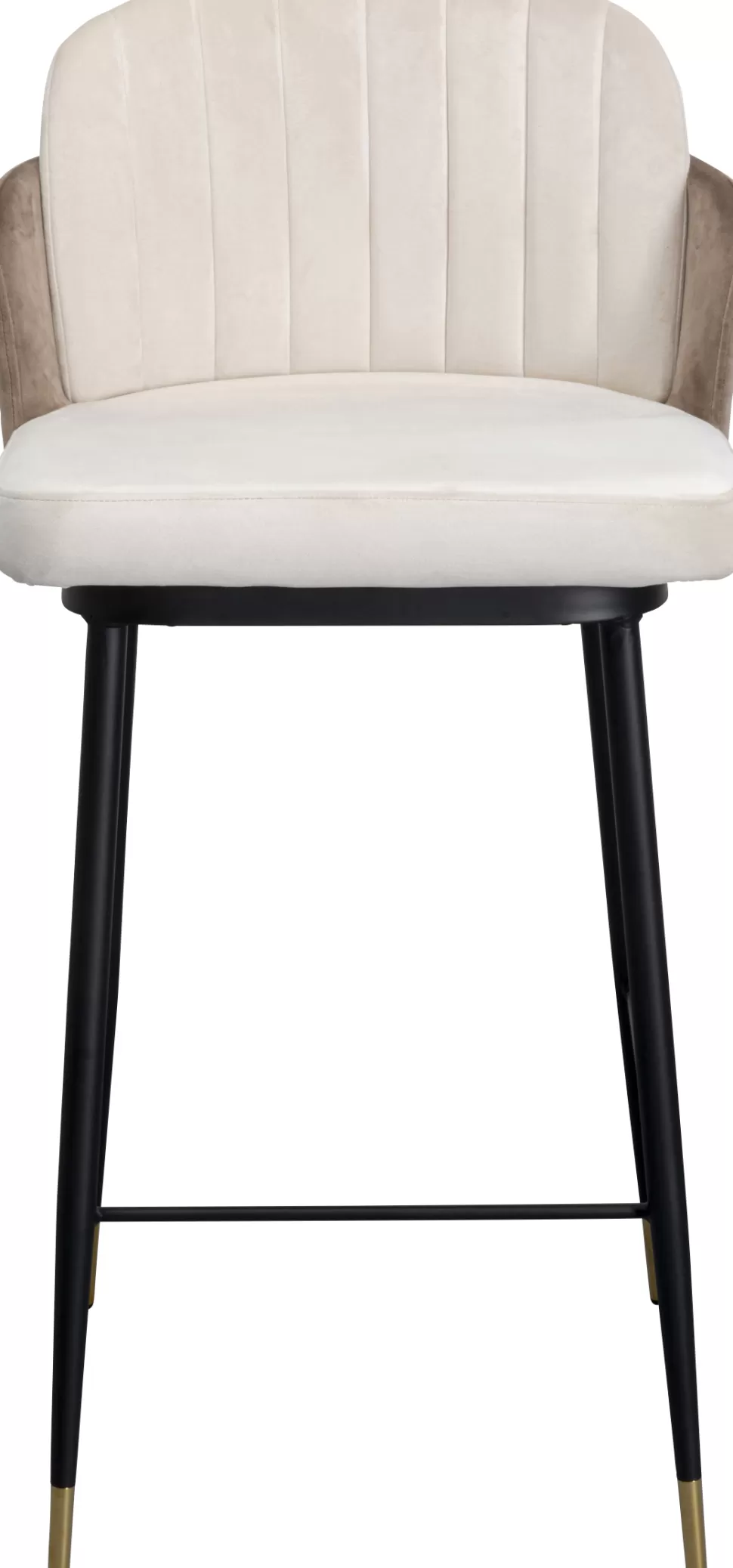 Hokery-KARE Design Hoker Welurowy Beżowy Nogi Czarno-złote 50x99 Cm