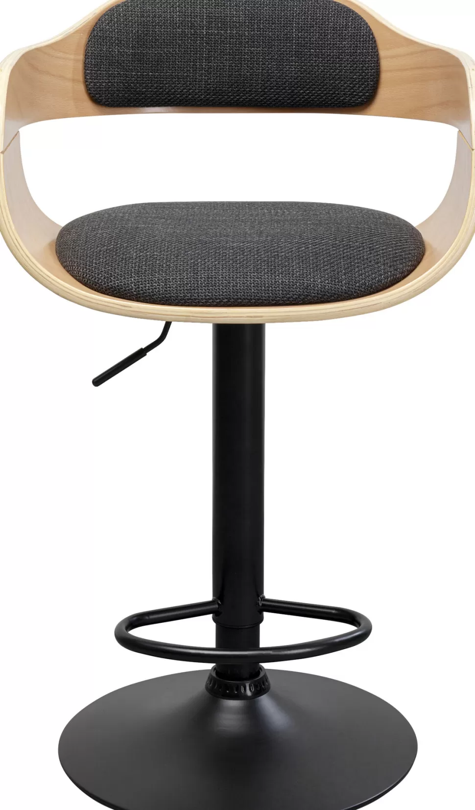Hokery-KARE Design Hoker Z Regulacją Wysokości Naturalne Drewno I Sklejka Noga Czarna Stalowa 64-85 Cm
