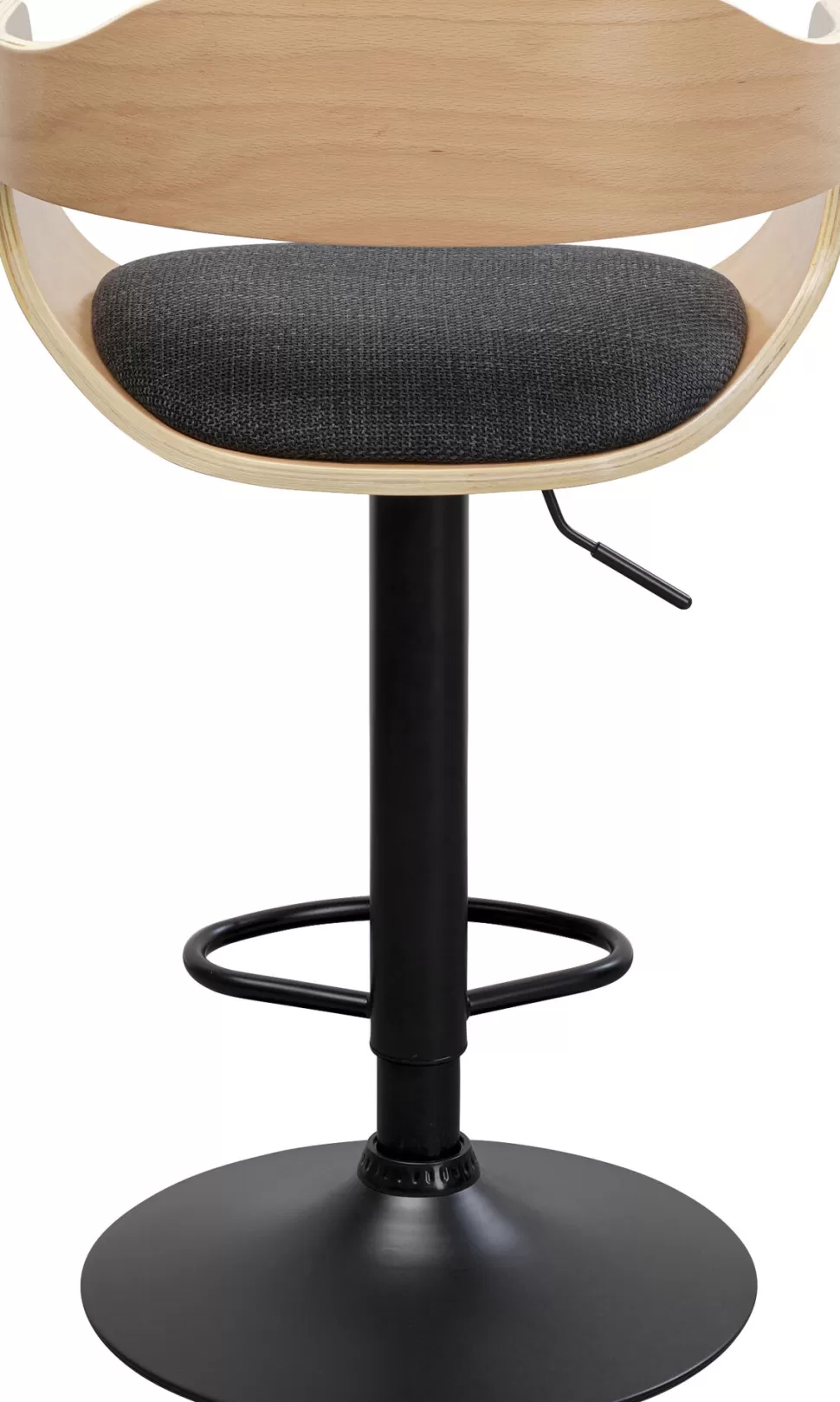 Hokery-KARE Design Hoker Z Regulacją Wysokości Naturalne Drewno I Sklejka Noga Czarna Stalowa 64-85 Cm
