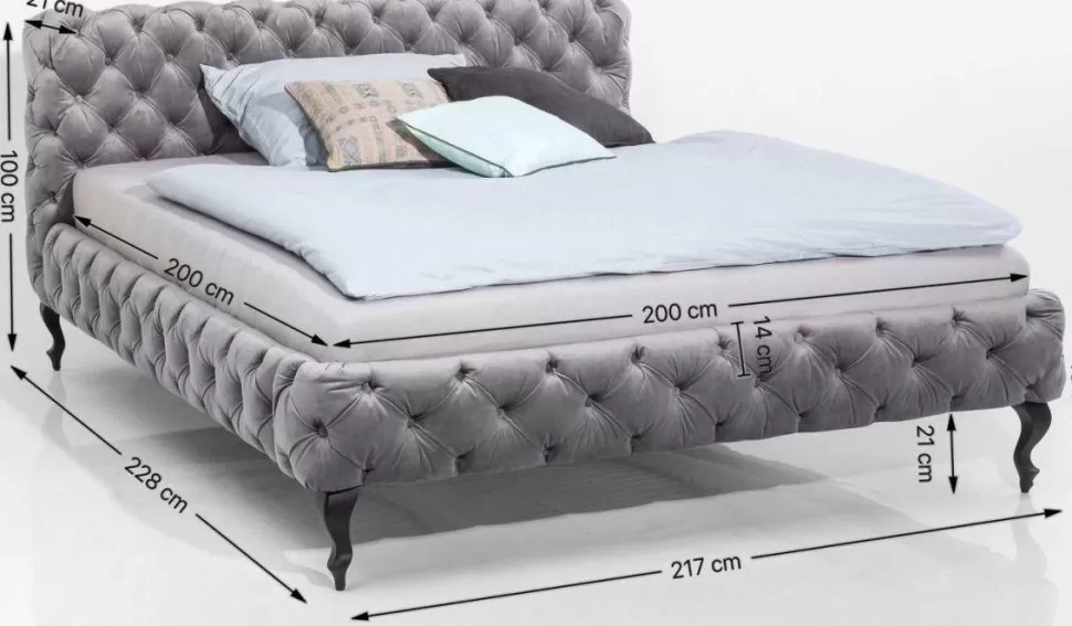 Łóżka-KARE Design Łóżko Desire 200x200 Cm Szare